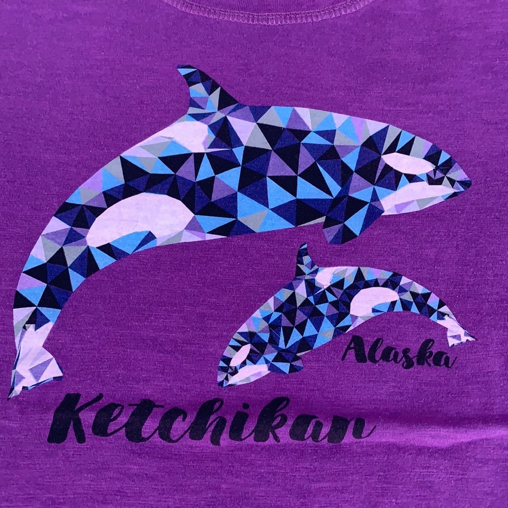 Alaska T-shirt sealift whale graphic T purple - Picture 2 of 3